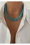 New Model - Natural Stone Turquoise Turquoise Stone 12 mm Special Design Women's Necklace in Gift Box