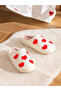 Red heart patterned women's house slippers - 2