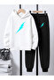 طقم هودي وبنطال مطبوع بنقشة الصاعقة (Lightning)