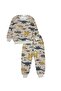 Boy's Two Thread Cotton Fleece-Lined Beige Dinosaur Pattern Winter Long Sleeve Pajama Set - 2