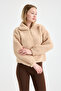 Women's Mock Neck Plush Fleece Rubber Detailed Winter Coat