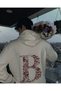 Kiss Design Letter Printed Oversized Hooded White Color Sweatshirt