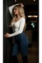 Square Neck Notch Detailed Knitwear Top - 4