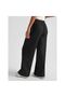 Women's Black High Waist 3 Thread Ş Fleece-Lined Palazzo Loose Sweatpants - 6