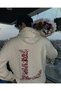 Kiss Design Letter Printed Oversized Hooded White Color Sweatshirt