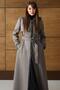 Removable Hooded Leather Paneled Gabardine Suede Look Overcoat Gray 6806 - 2