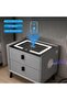 Smart Bedside Table, Modern Nightstand End Table, Sofa Side Table, with Wireless Charging USB Port a - 4