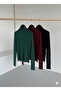 New Year's Set of 3 Thick Soft Textured Winter Cotton Turtleneck Fleece-Lined Slimfit High Neck Sweater - 4