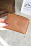 Genuine Leather Wallet Card Holder with Zipper and Snap Fastener Accordion Compartment 1270 - 4