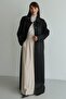 Shirt Collar Leather and Stone Accessories Plus Size Gabardine Suede Top Coat Black 6796 - 5