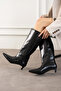 Jolie Black Rustic Heeled Boots - 3