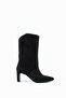 Liora Black Suede Genuine Leather Heeled Boots