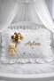 Ruffled 100% Cotton Baby Jewelry Pillow with Bubble Teddy Bear