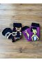 🧦   Patterned Fun Socks – Set of 2 (Cat & Stone Age Themed) - 3