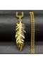 Yiwu Bohemian Style Stainless Steel Feather Necklace, Silver Leaf Chain Accessory, Men and Women