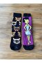 🧦   Patterned Fun Socks – Set of 2 (Cat & Stone Age Themed)
