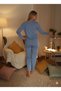 Knitted Viscose V-Neck Long Sleeve Pants Pajamas Suit - 3