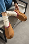 Petite Tan Suede Fur-Lined Sabo Slippers - 3