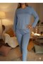 Knitted Viscose V-Neck Long Sleeve Pants Pajamas Suit