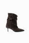 Sirena Brown Suede Genuine Leather Heeled Boots