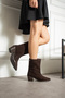 Soho Brown Suede Genuine Leather Heeled Boots - 3