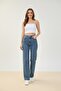 Lissa 90`S Stretch Fabric Casual Medium Blue Snow Women's Super High Waist Loose Leg Denim Jeans Boyfit - 2