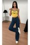 Lissa 90's Stretch Fabric Casual Blue Women's Super High Waist Wide Leg Denim Jeans Boyfit - 7