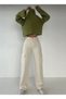 Cery 90`S Stretch Fabric Casual Cargo No Back Pocket Beige Super High Waist Loose Leg Denim Jeans