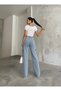 Cery 90`S Stretch Fabric Shabby Cargo No Back Pocket Blue Super High Waist Shabby Leg Denim Jeans - 2