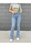 Lndy Women's Stretch Fabric Tall Flare Light Blue Spanish Jean Denim Pants - 5