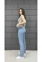 Lndy Women's Stretch Fabric Tall Flare Light Blue Spanish Jean Denim Pants - 7