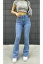 Lndy Women's Stretch Fabric Tall Flare Light Blue Spanish Jean Denim Pants - 2