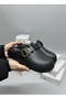 Lov Buckle Orthopedic Soft Lightweight Sole Closed Front Daily Mother Women's Slippers Black