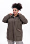 Women's Plus Size Fur Water Repellent Quilted Coat with Hooded Pockets - 5