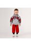 Two-piece gray and red set with writing