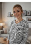 Viscose Knitted V-Neck Long Sleeve Pants Pajama Set - 3