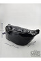 Dsn Black Patent Leather Deep Skin Patterned Large Waist Bag - 2