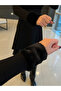 Women's Long Sleeve Fur Collar Zippered Short Viscose Two Thread Dress - 4