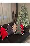 Christmas-Themed Decorative Throw Pillow in the Shape of a Pine Tree with Snowflake Pompom Details - 2