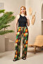 25194 Women's Strappy Patterned Wide Leg Trousers Set - 3