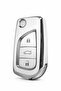 For Toyota Corolla Camry Avensis Auris Yaris Aygo Switch Nano Key Case Cover 3 Buttons White Silver