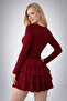 Bordo Skirt with Layered Flounces Mini Dress - 2