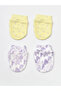 Organic Gloves 2-Pack Love You Baby Yellow Lavender