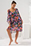 Sleeve Tape Detailed Tunic Pareo Violet 231802-d - 3