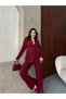 Women's Four-Button Blazer Jacket and Wide-Leg Trousers Suit - 3