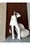 Women's One Button Double-Breasted Blazer Jacket and Straight Leg Pants Suit - 4