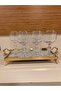 Bohemia Crystal Coffee Glass with Gold Striping, Set of 6, Height 13 Cm, Diameter 6 cm