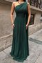Women's Emerald Green One-Shoulder Long Evening Dress | Special Occasion & Invitation Dress MLB110 - 3