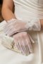 Tulle Bridal Gloves - Wedding Gloves with Tulle Bow and Marquise Stone Detail - 5