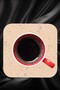 4Pcs Powder Pink Color Sand Pattern Wooden Turkish Coffee Cup Tea Mug Home Office Coaster Underpad - 2
